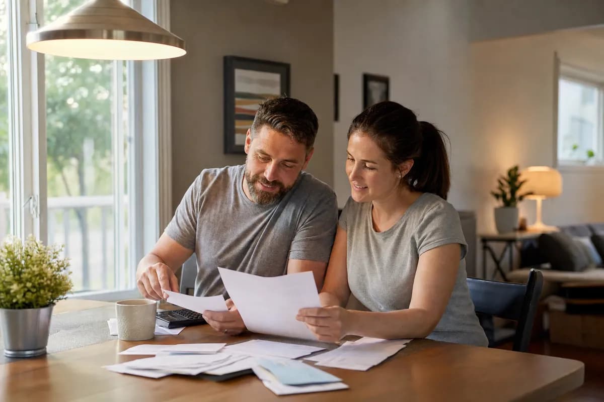 Couple at their dining table matching the right loan option to their household budget